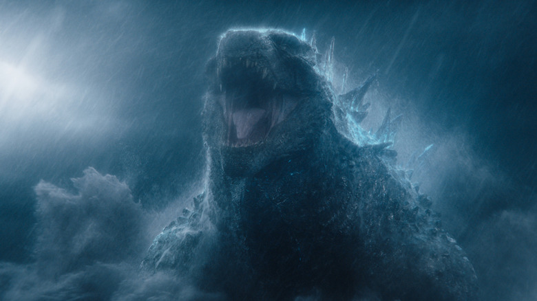 Godzilla roaring in a storm on Monarch: Legacy of Monsters
