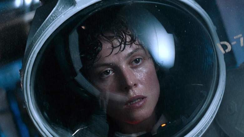 Ellen Ripley wearing a spacesuit in Alien