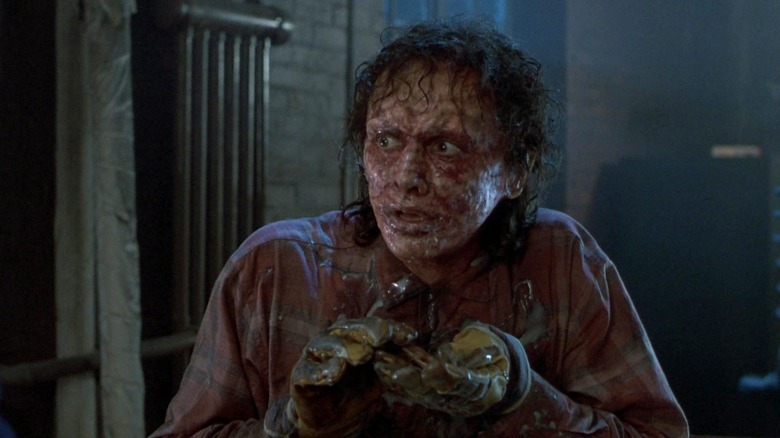 Seth Brundle transforming into the creature in The Fly