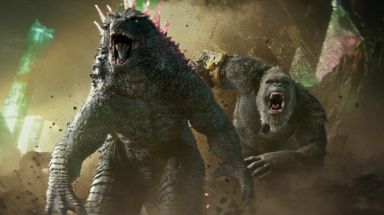 Godzilla and Kong charging into battle in Godzilla x Kong: The New Empire (2024)
