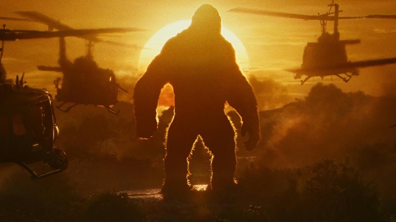 Helicopters approaching Kong in Kong: Skull Island (2017)