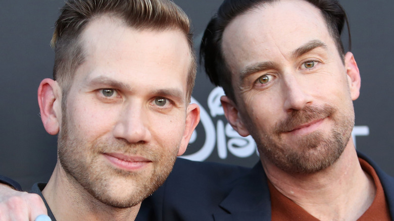 Aaron Moorhead and Justin Benson posing together