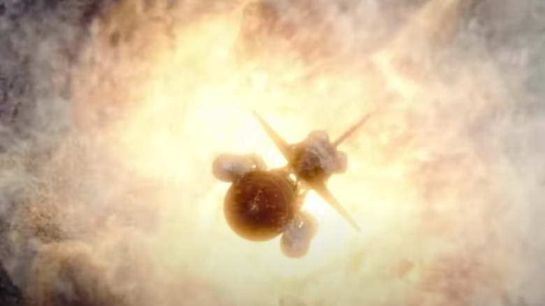 Space shuttle escaping