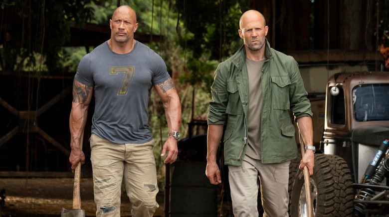 Dwayne Johnson and Jason Statham as Hobbs and Shaw