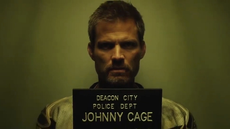 Johnny Cage posing for a mugshot in Mortal Kombat: Legacy