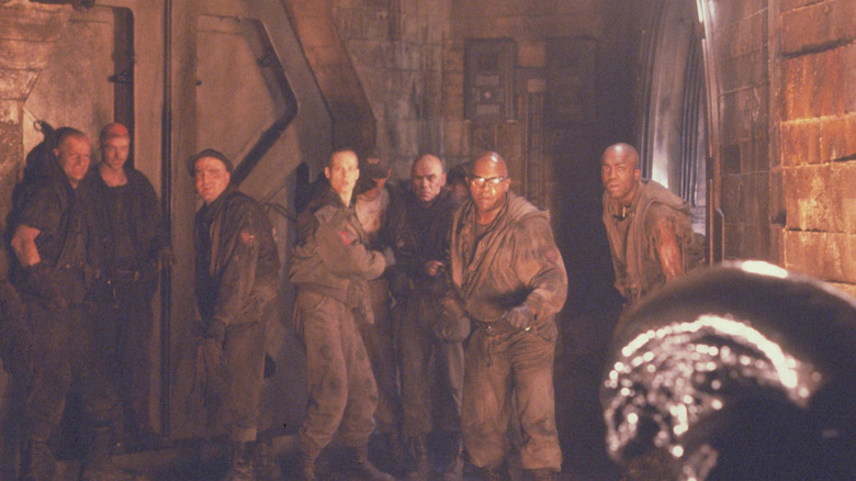 Ellen Ripley and her prisoner cohorts confronted by a Xenomorph in "Alien 3" (1992)