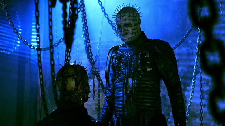 Pinhead confronting one of his minions in "Hellraiser: Revelations" (2011)