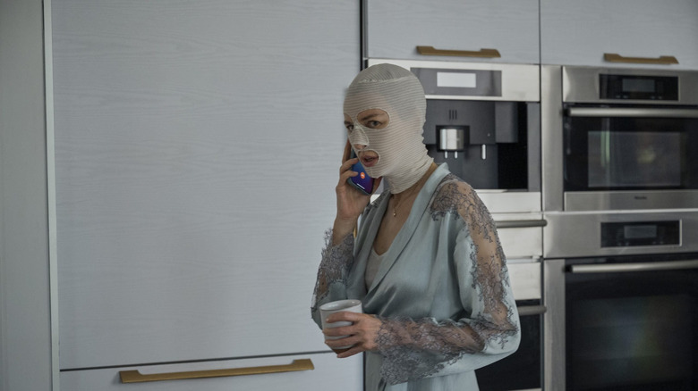 Mother talking on the phone