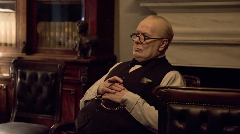 Winston Churchill contemplating his next move in Darkest Hour (2017)
