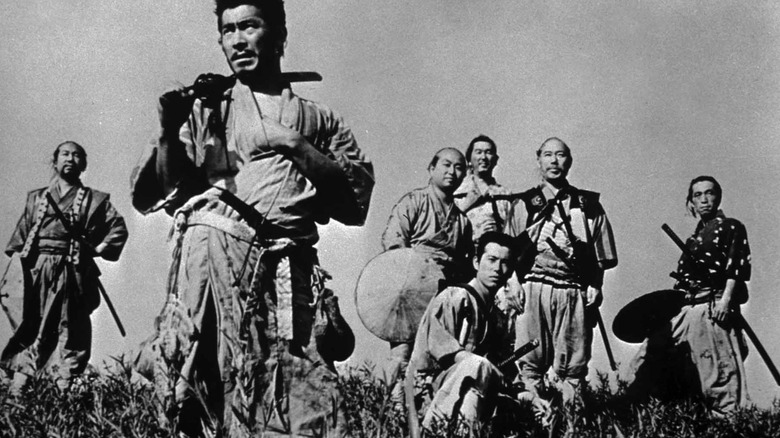 Seven Samurai warriors standing together in "Seven Samurai"