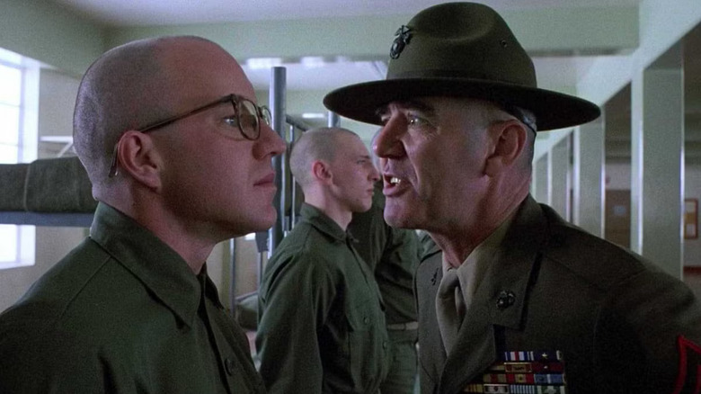 Sergeant Hartman yelling at the newly arrived soldiers in Full Metal Jacket (1987)