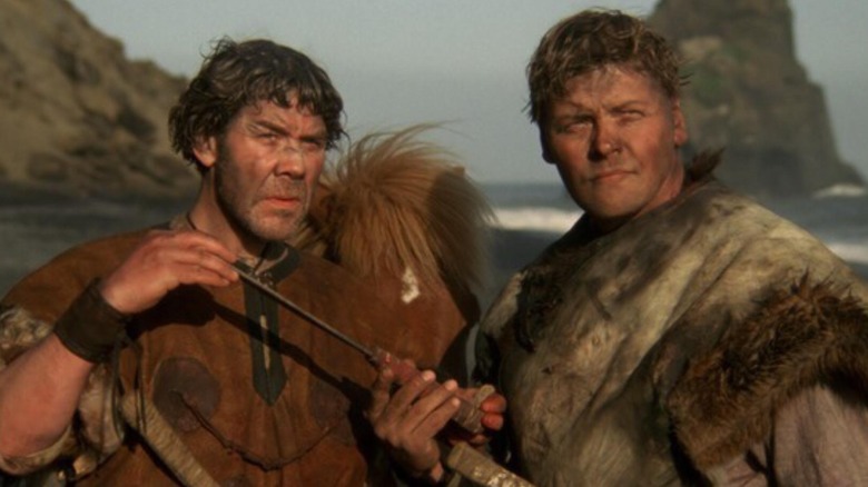 Two Vikings with swords in When the Raven Flies (1984)