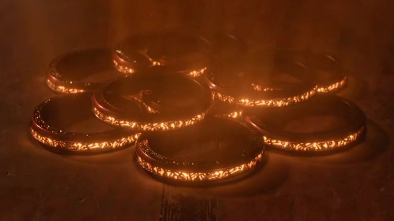 The Ten Rings laid out on a table in "Shang-Chi and the Legend of the Ten Rings"