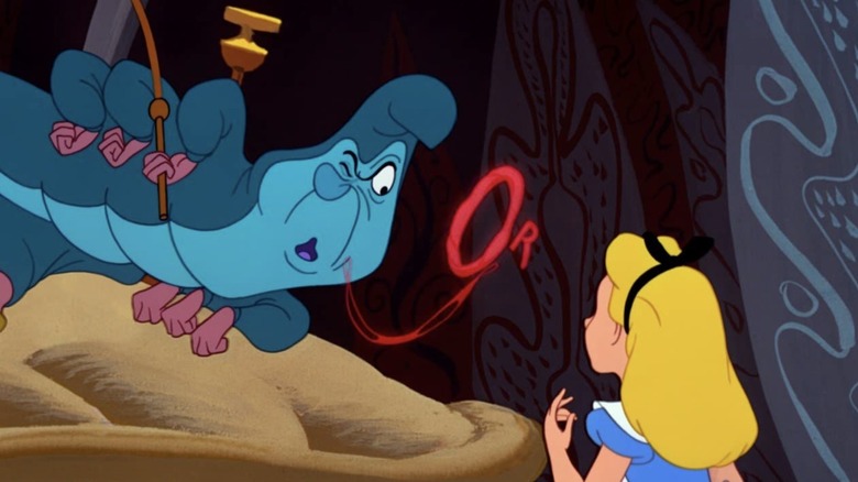 The blue Caterpillar asking Alice, "Who Are You?"