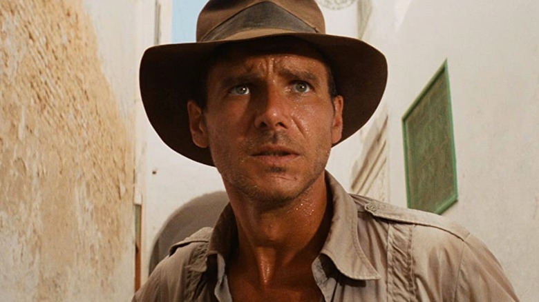 Indiana Jones frowning in "Raiders of the Lost Ark."