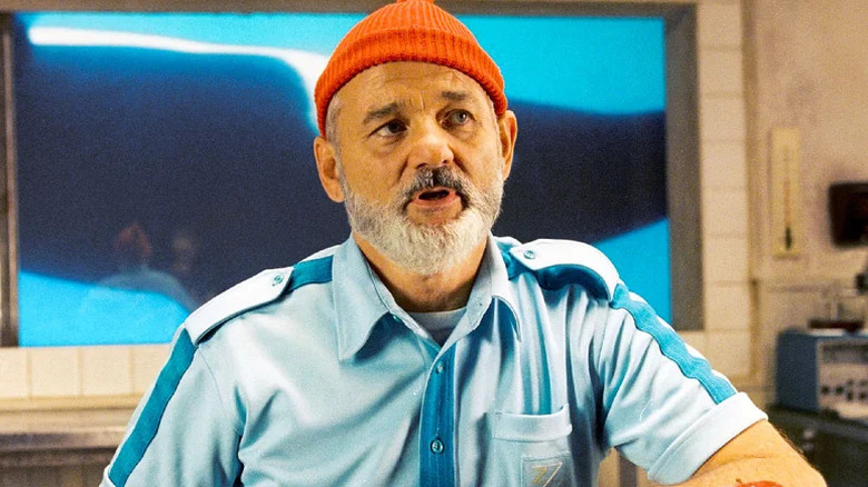 Steve Zissou wearing a pastel uniform in The Life Aquatic with Steve Zissou