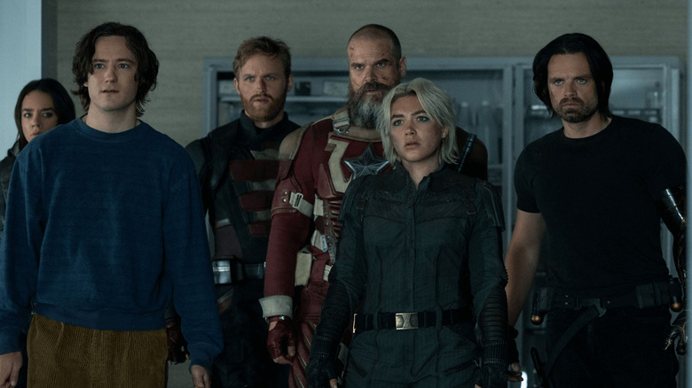 Ghost, U.S. Agent, Red Guardian, Yelena, and Bucky with Bill