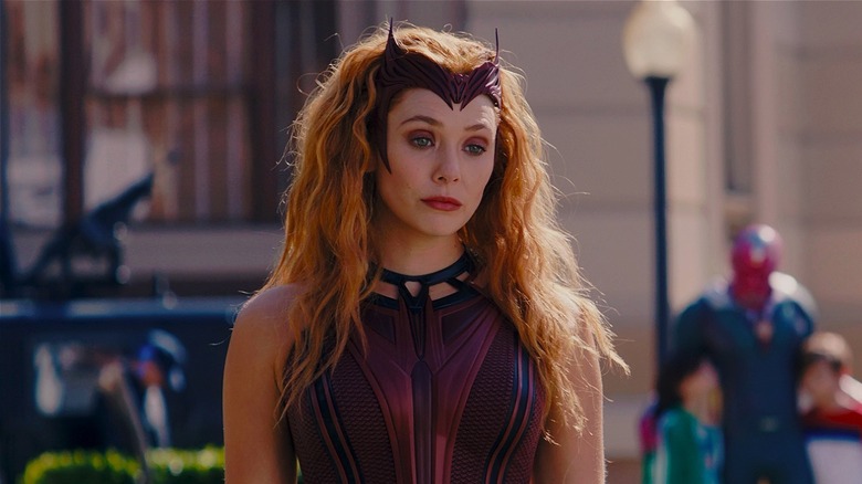 Wanda in her Scarlet Witch outfit in WandaVision