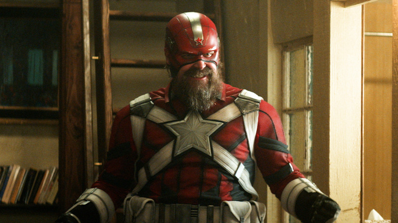 Red Guardian posing in costume