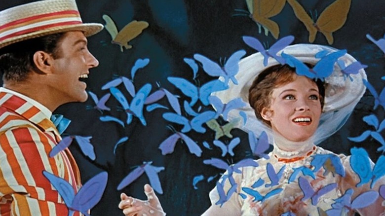 Mary Poppins and Bert with butterflies