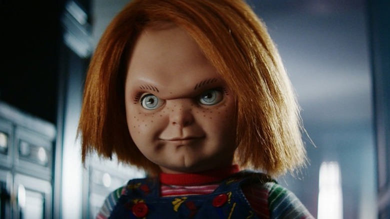 A mangled and burned Chucky from Child's Play