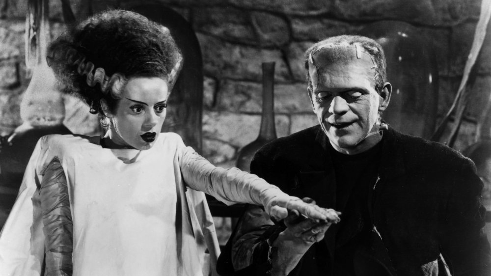 Boris Karloff as Frankenstein and Elsa Lanchester as the Bride in The Bride of Frankenstein