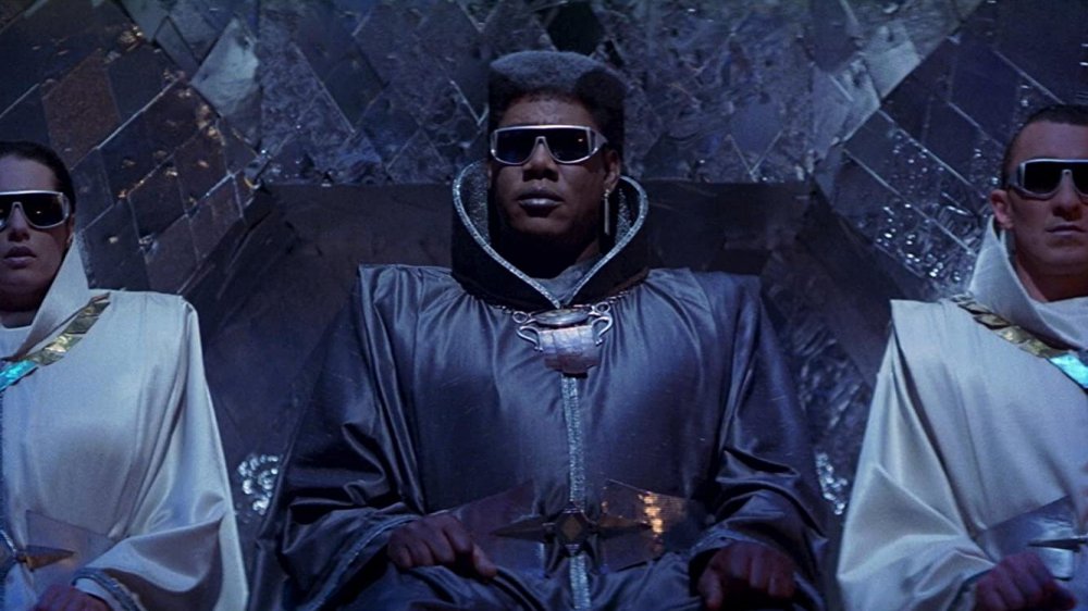 Martha Davis, Clarence Clemons, and Fee Waybill in Bill & Ted's Excellent Adventure