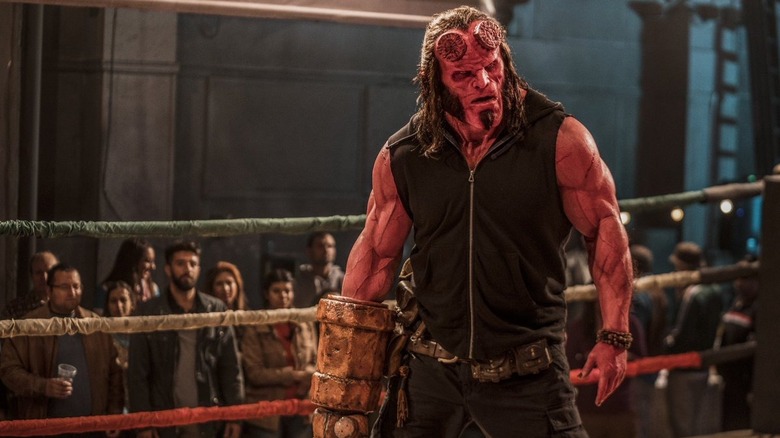 Hellboy in a boxing ring