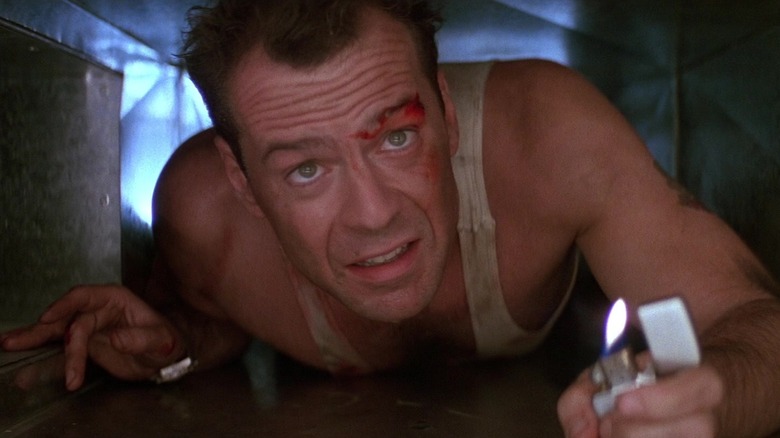 John McClane crawling in vent