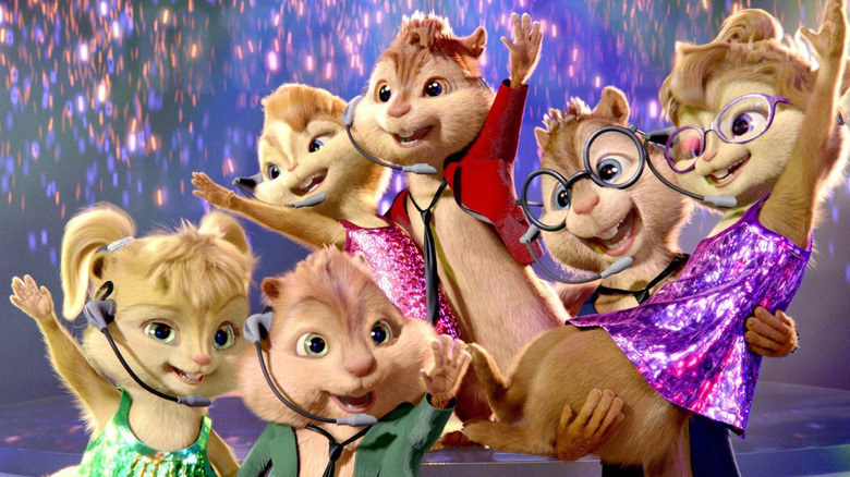 Alvin and the Chipmunks performing with the Chipettes