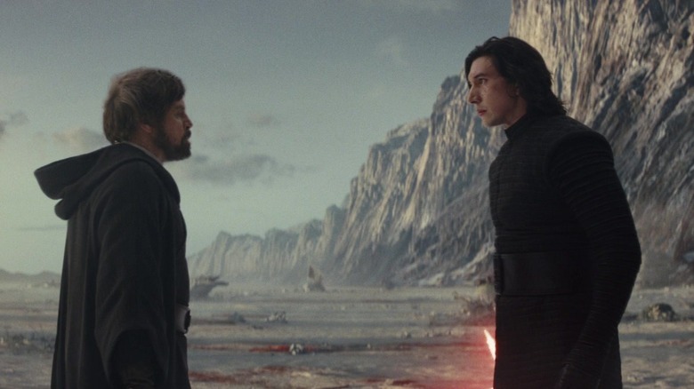 Luke Skywalker fights Kylo Ren