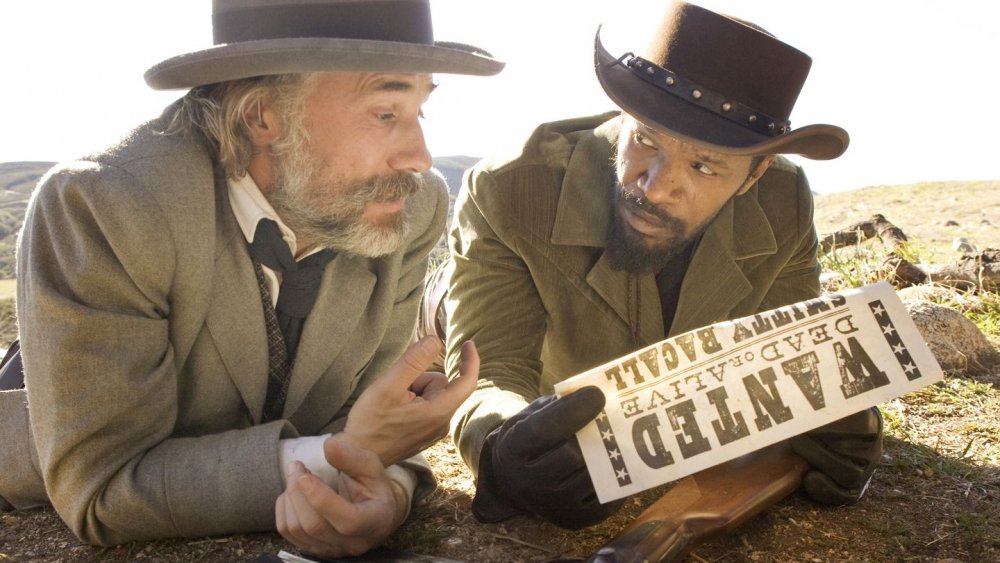 Jamie Foxx as Django Freeman and Christoph Waltz as Dr. King Schultz in Django Unchained