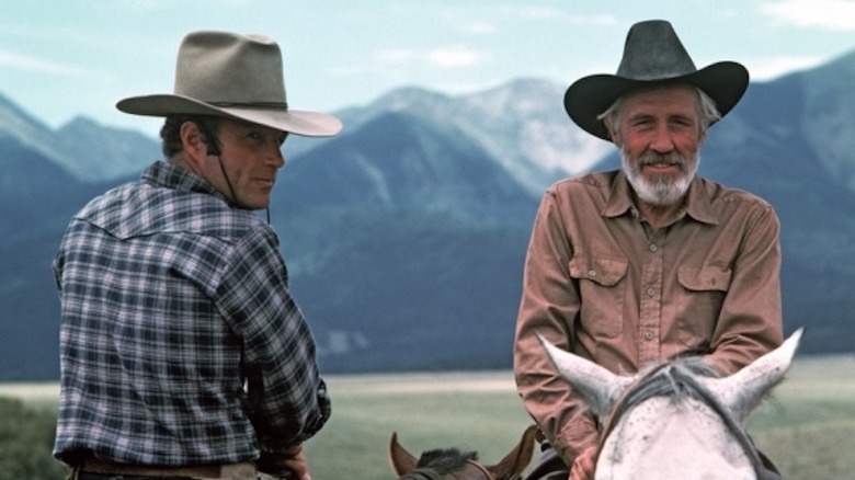 Frank and Jacob sit horseback