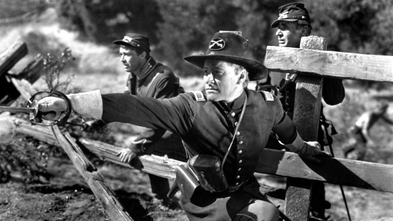 Custer points sword towards battle