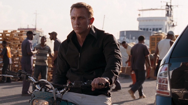 James Bond on motorcycle