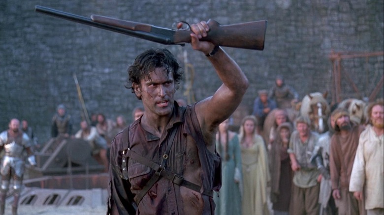 Ash holding boomstick in Army of Darkness