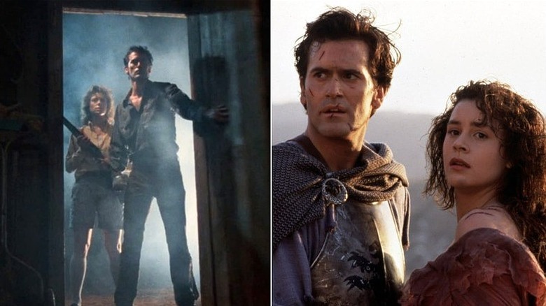 Left: Ash and Annie in the work shed; Right: Ash and Sheila