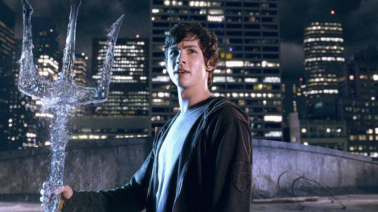 Percy Jackson holds trident