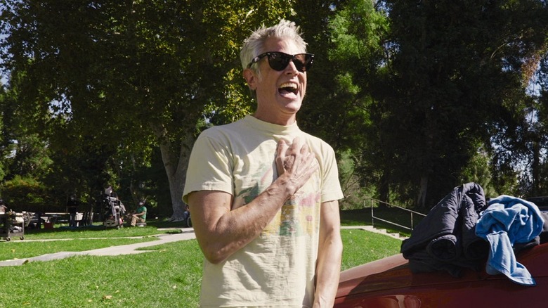 Johnny Knoxville holds hand to chest in "Jackass Forever" (2022)