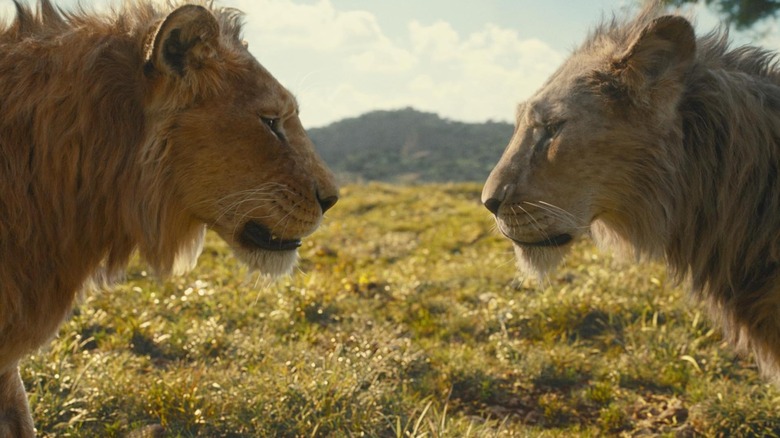 Mufasa confronting Scar in Mufasa: The Lion King (2024)