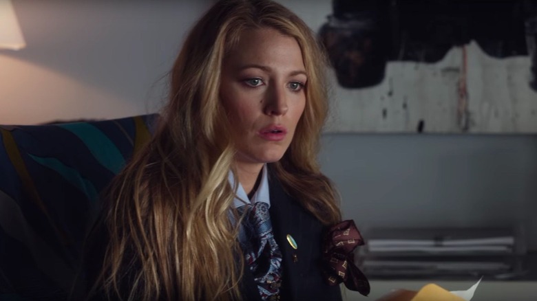 Emily looks distraught in "A Simple Favor" (2018)
