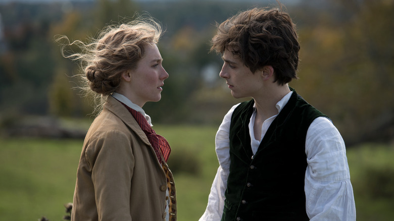 Jo and Laurie talking in wind