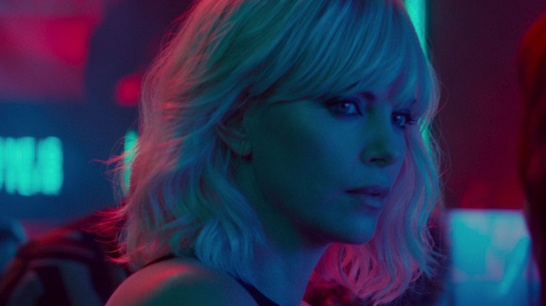 Charlize Theron in blue light