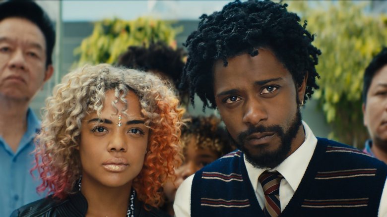 Tessa Thompson and Lakeith Stanfield in Sorry to Bother You