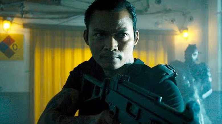 Tony Jaa readies for a fight