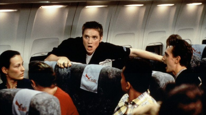 Passengers on a plane panic
