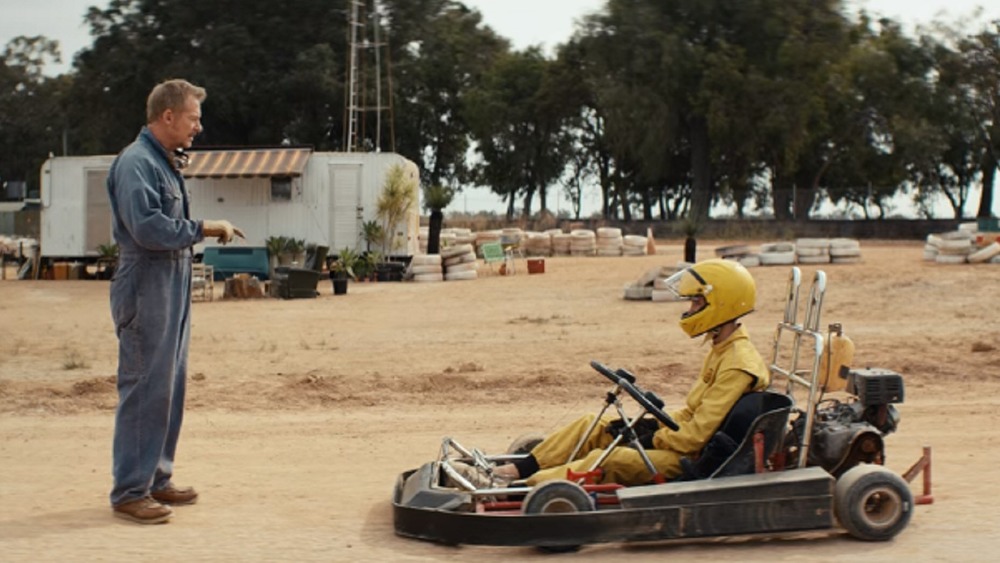 William Lodder and Richard Roxburgh training on the track in Go Karts
