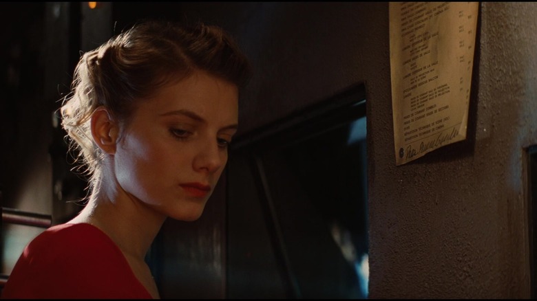 Shosanna watching from projection room