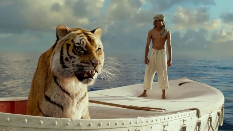 Richard Parker and Pi in lifeboat