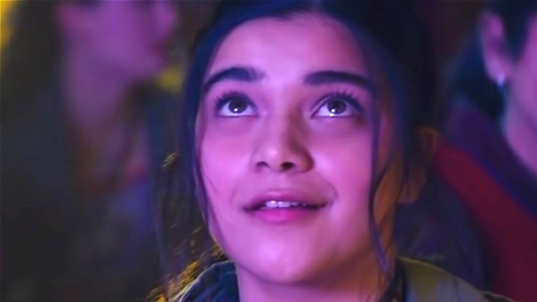 Iman Vellani is lit up in purple
